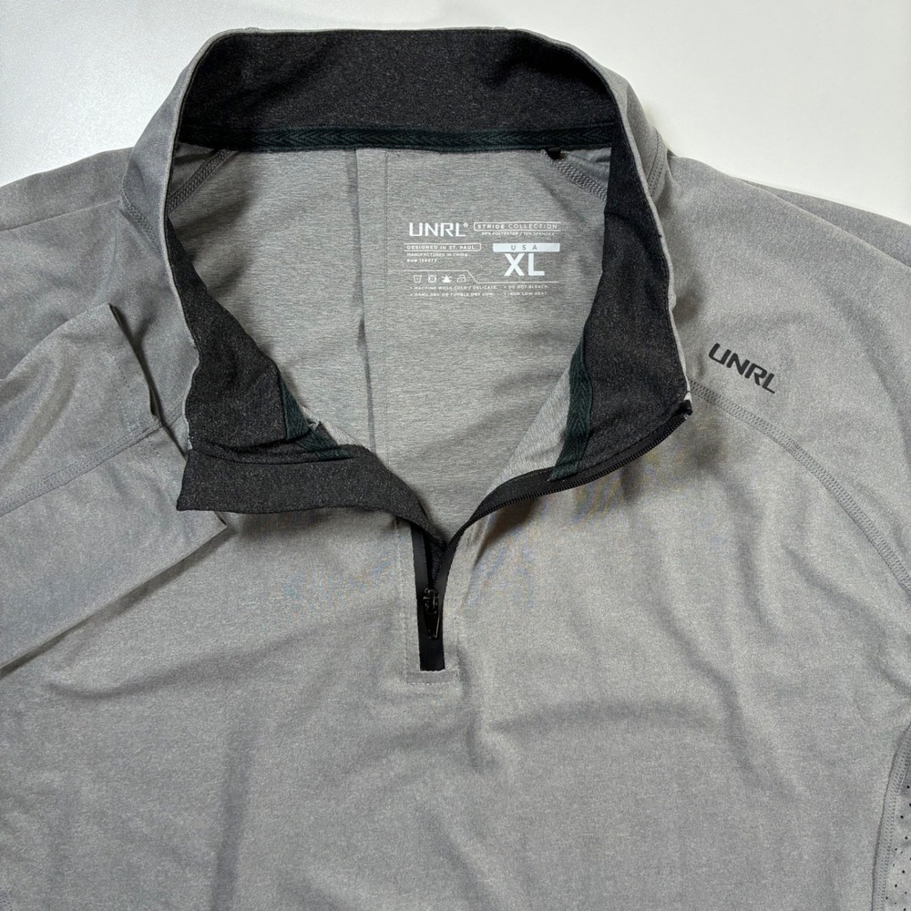 UNRL Elite Quarter Zip Pullover XL Gray Stride Collection Performance Stretch